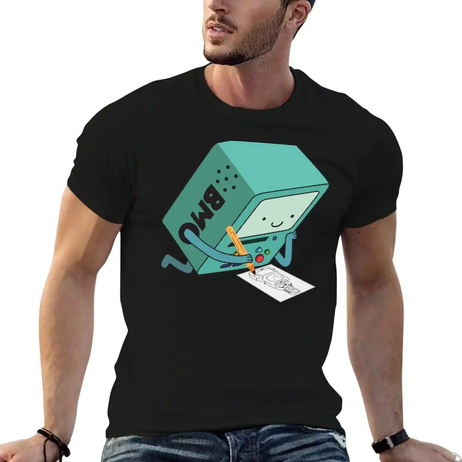 

BMO draw T-Shirt anime clothes vintage mens tall t shirts