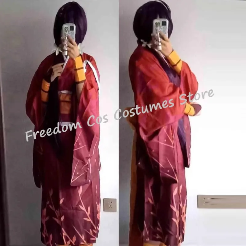 

Anime Bungou Bungo Stray Dogs 4 Izumi Kyouka Cosplay Kostum Women's Red Kimono Dress wig Halloween Carnival Party Outfit