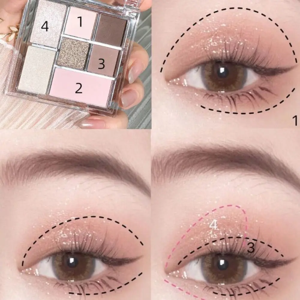 Paleta de maquillaje de 7 colores, sombra de ojos mate de larga duración, resistente al agua, efecto brillante, sombra de ojos de cristal brillante, uso diario
