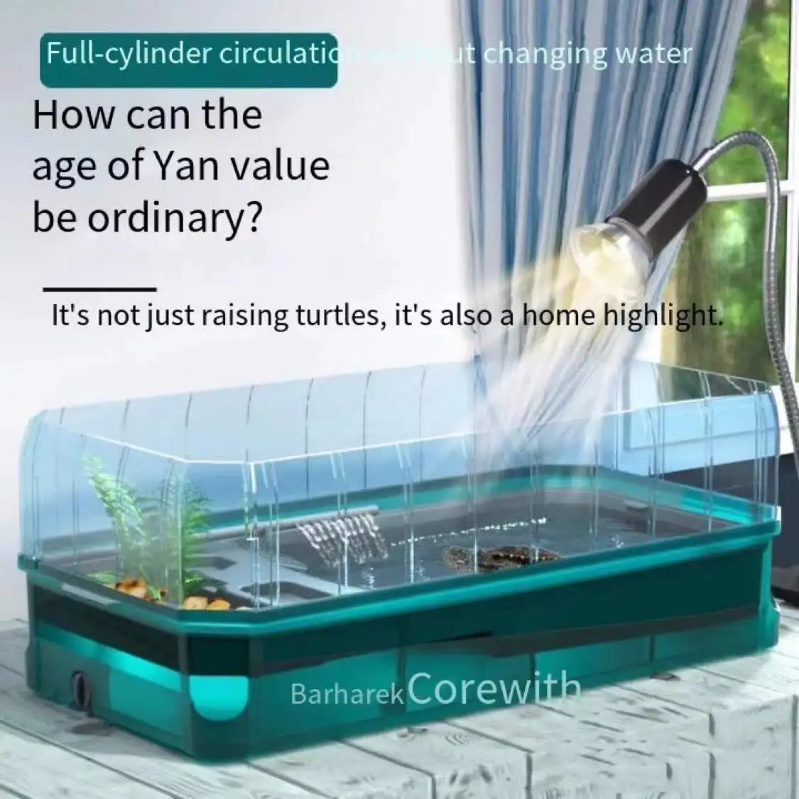 

Aquarium turtle tank lazy person water-free breeding box with drying platform ecological turtle tank aquarium accessories 220V