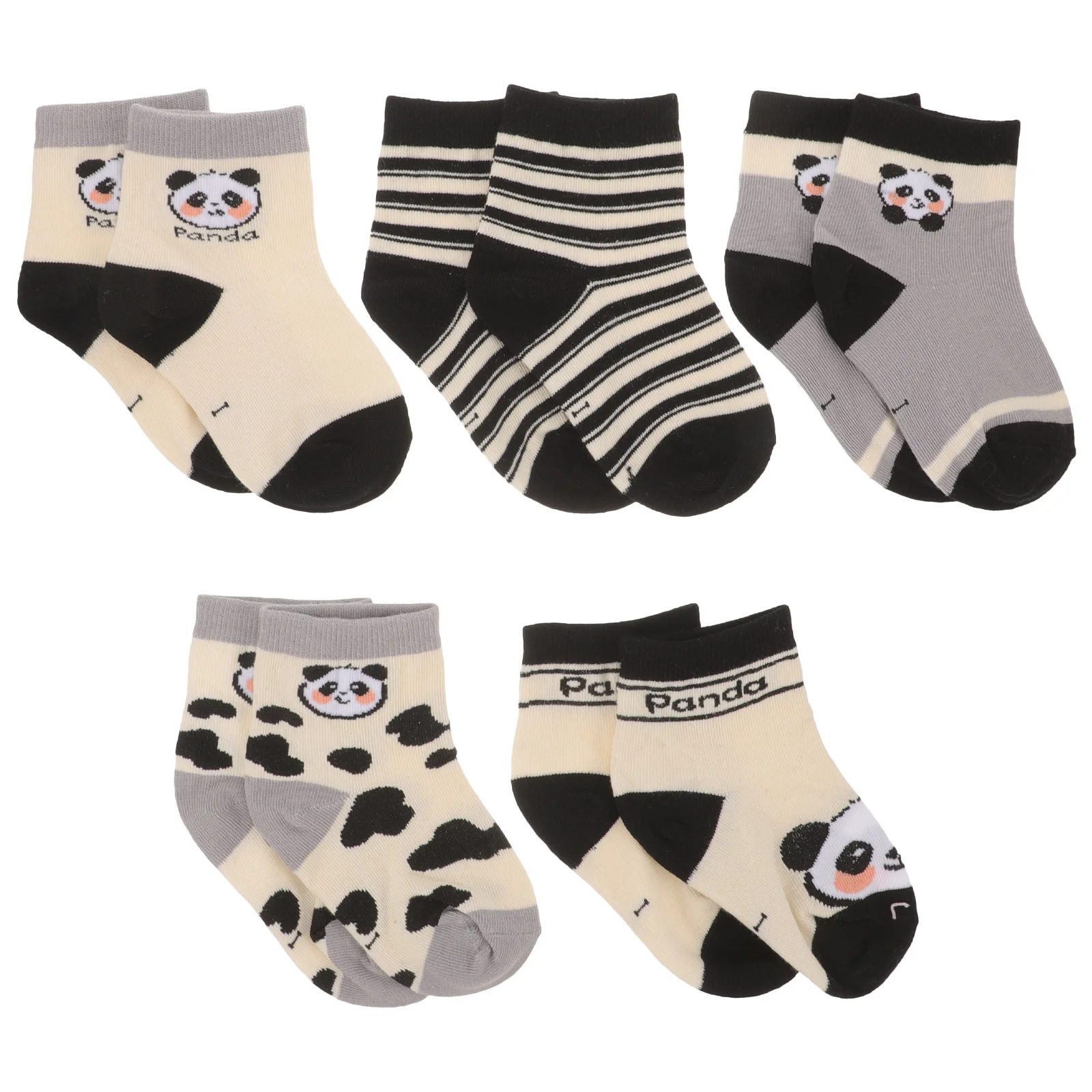 

5Pairs Panda Crew Socks for Toddlers Cotton Breathable Lightweight Kids Ankle Socks Comfortable Stretchy for Indoor Outdoor