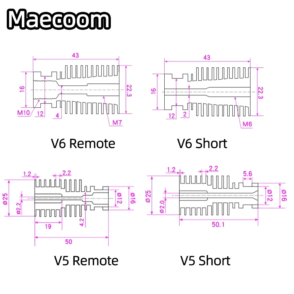 E3D V6 V5 Heat Sink Direct 1.75mm 3.0mm Filament Bowden for V6 J-head Wade Extruder Radiator 3D Printer Parts Remote Heat Sink