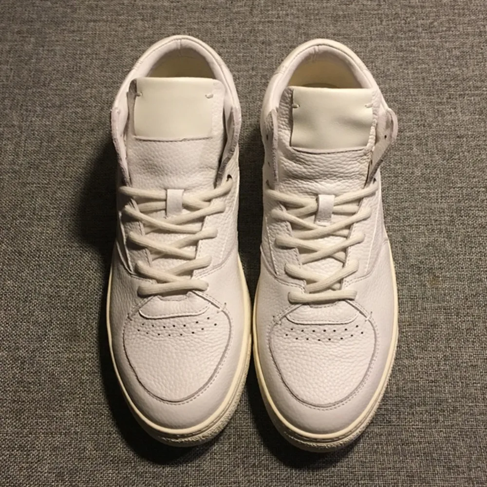 

QHCCID Casual Ankle Boots Lace-up Cowhide Leather Male Skateboard Basketball Shoes Handmade Cowhide Leather Shoes