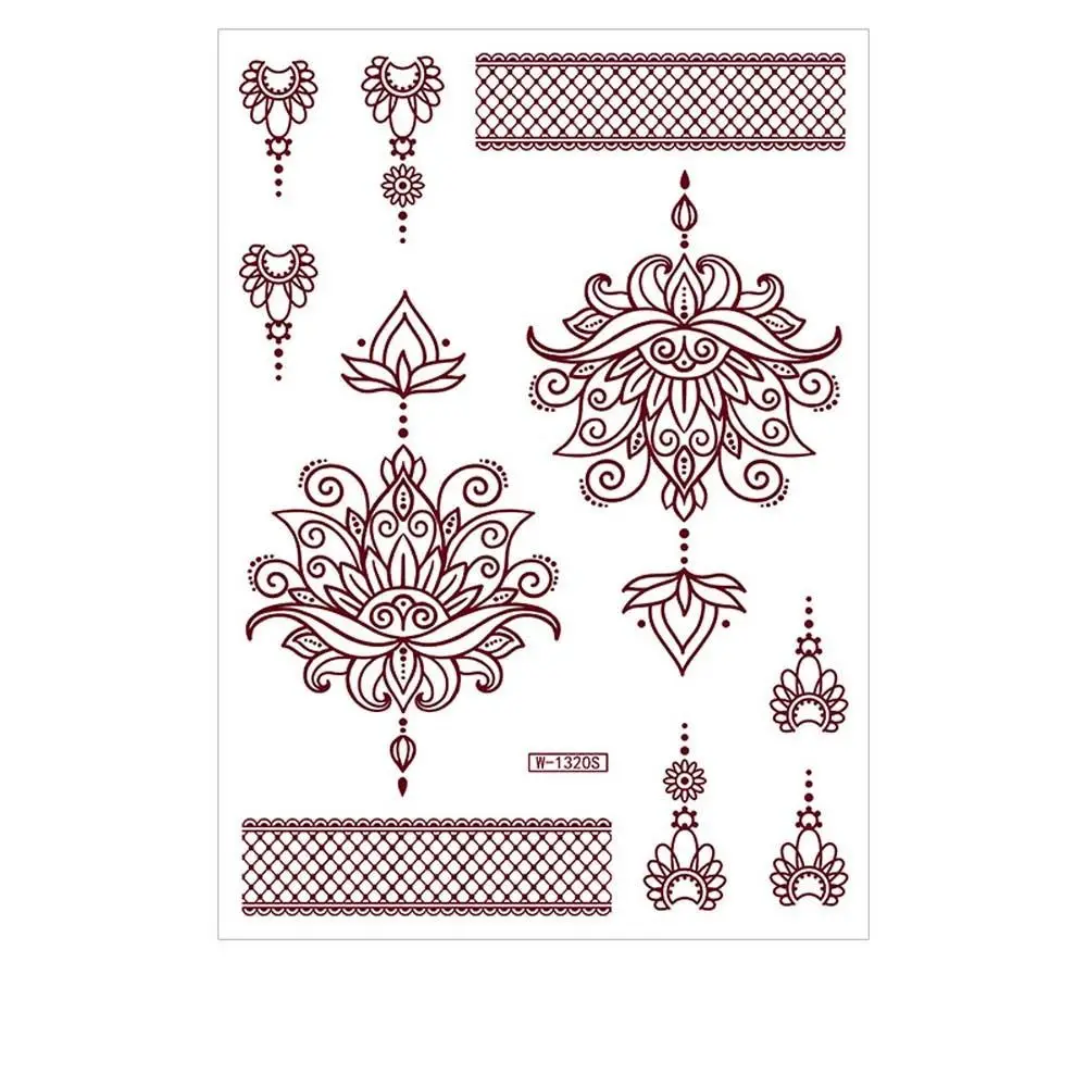 

Red Mehndi Stickers Henna Tattoo Stickers Fake Tattoo for Women Water Transfer Decals Red Henna Tattoo Decals Wedding Tool