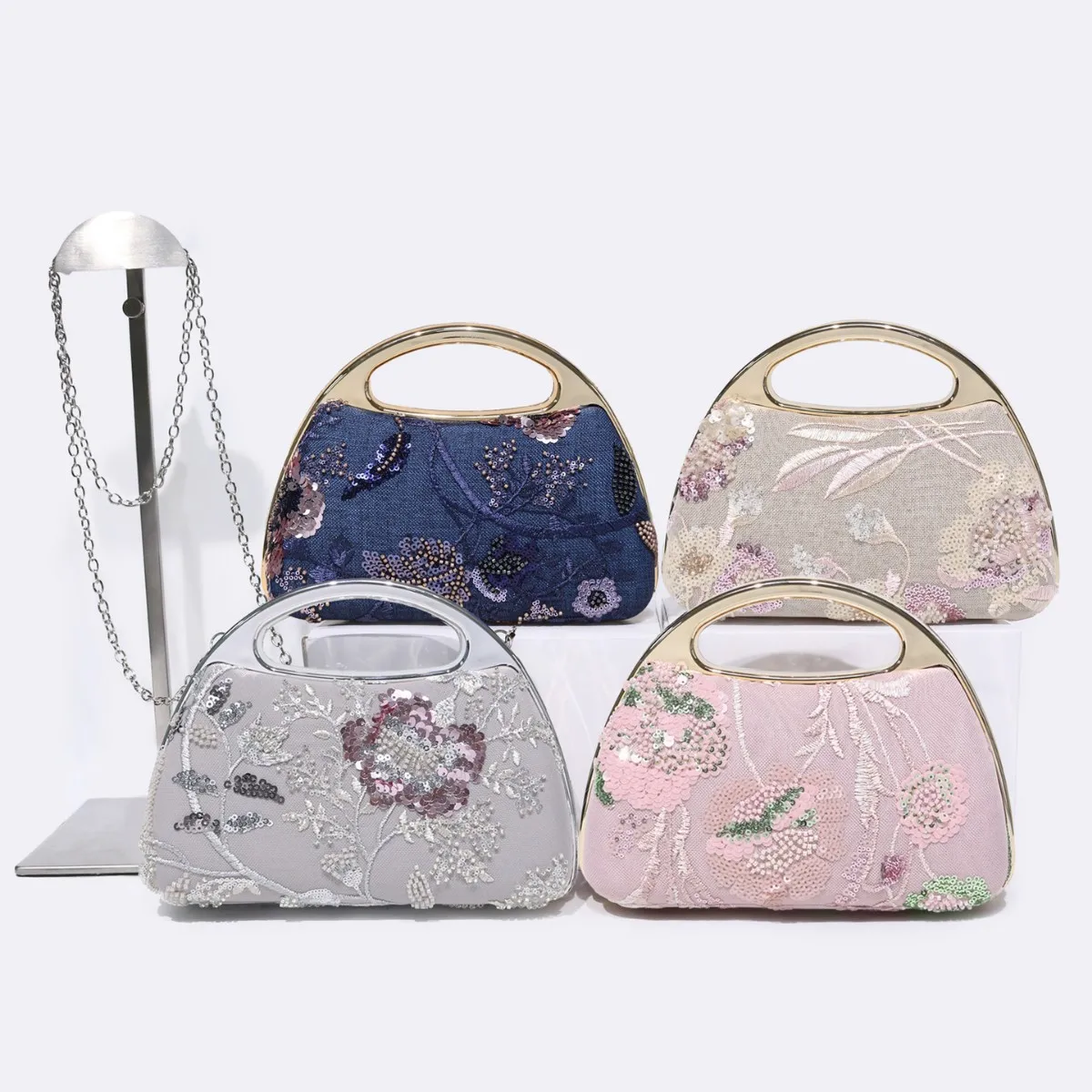 

Wooden Handle Handbag Flower Crossbody Bag Luxury Evening Party Purses