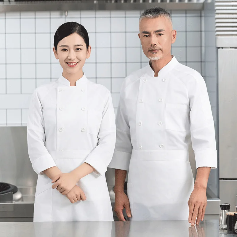 Macacão de chef manga longa outono masculino restaurante escola cantina hotel cozinha jantar chef roupas cor sólida