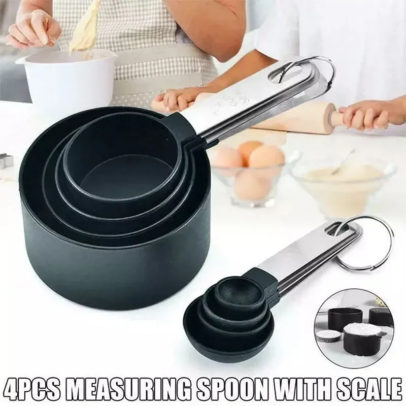 

2025 Hot 8Pcs/set Stainless Steel Measuring Cup and Spoon Set with Handle Accurate Scale Kitchen Tools for Baking Cooking In