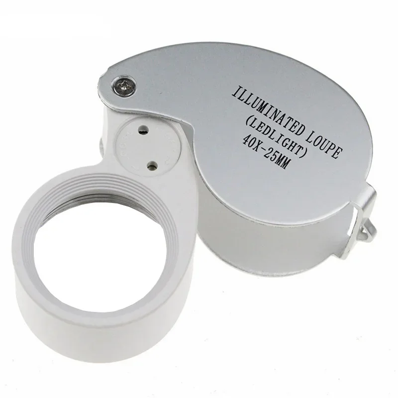 

40X Portable Folding Magnifier Loupe Illuminated Magnifier Magnifying Glass Jewelry Coins Stamps Antiques