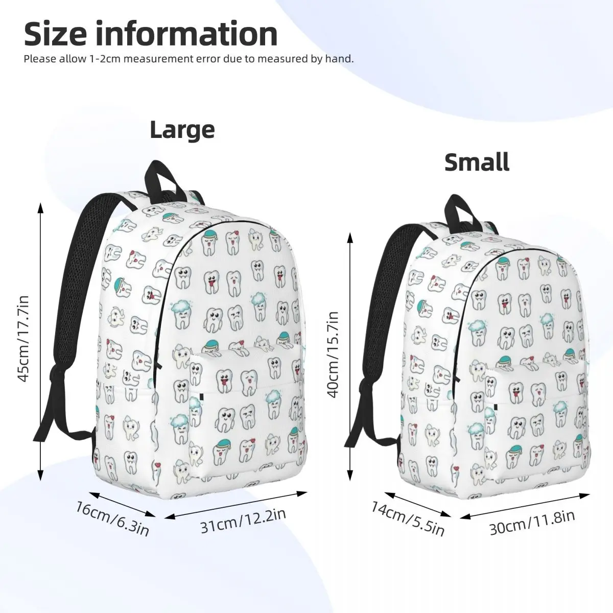 Mochila de Odontología con dientes bonitos para preescolar, guardería, escuela, estudiante, niño, niña, niños, día al aire libre