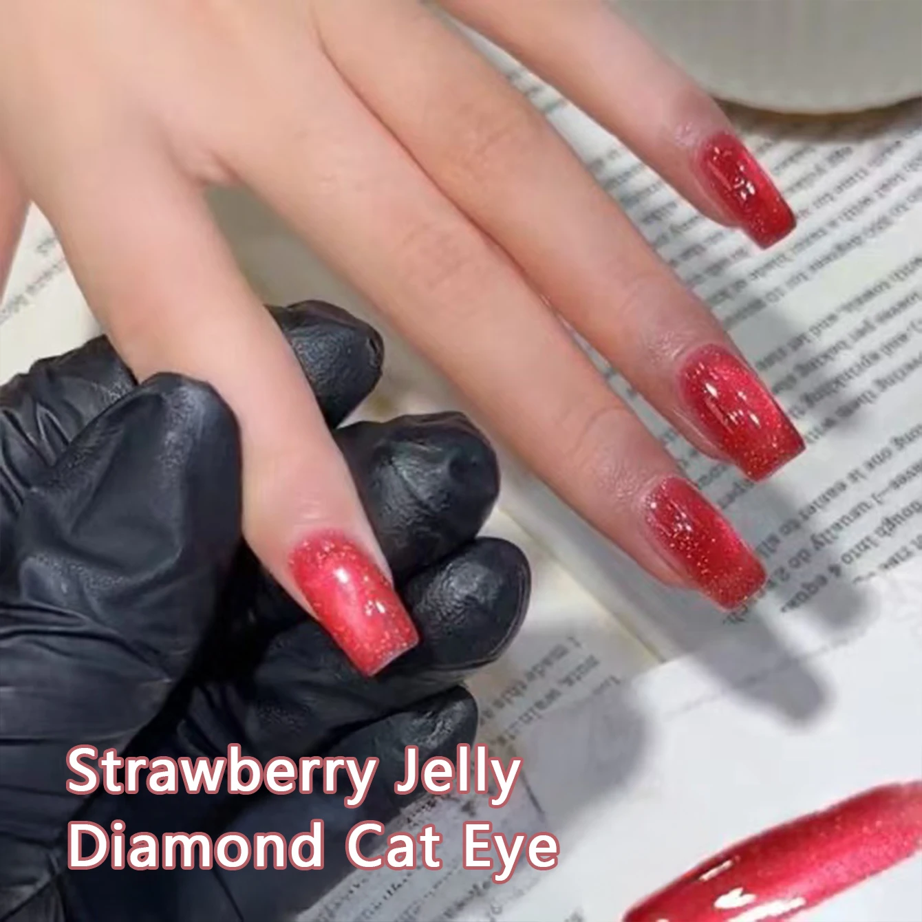 2026 Neue Aufhellende Strobe Pink Erdbeer-Gummibonbons Diamant-Glasperlen Katzenaugen-Gel-Nagellack Rosa Nägel Nagelzubehör – Detail 7
