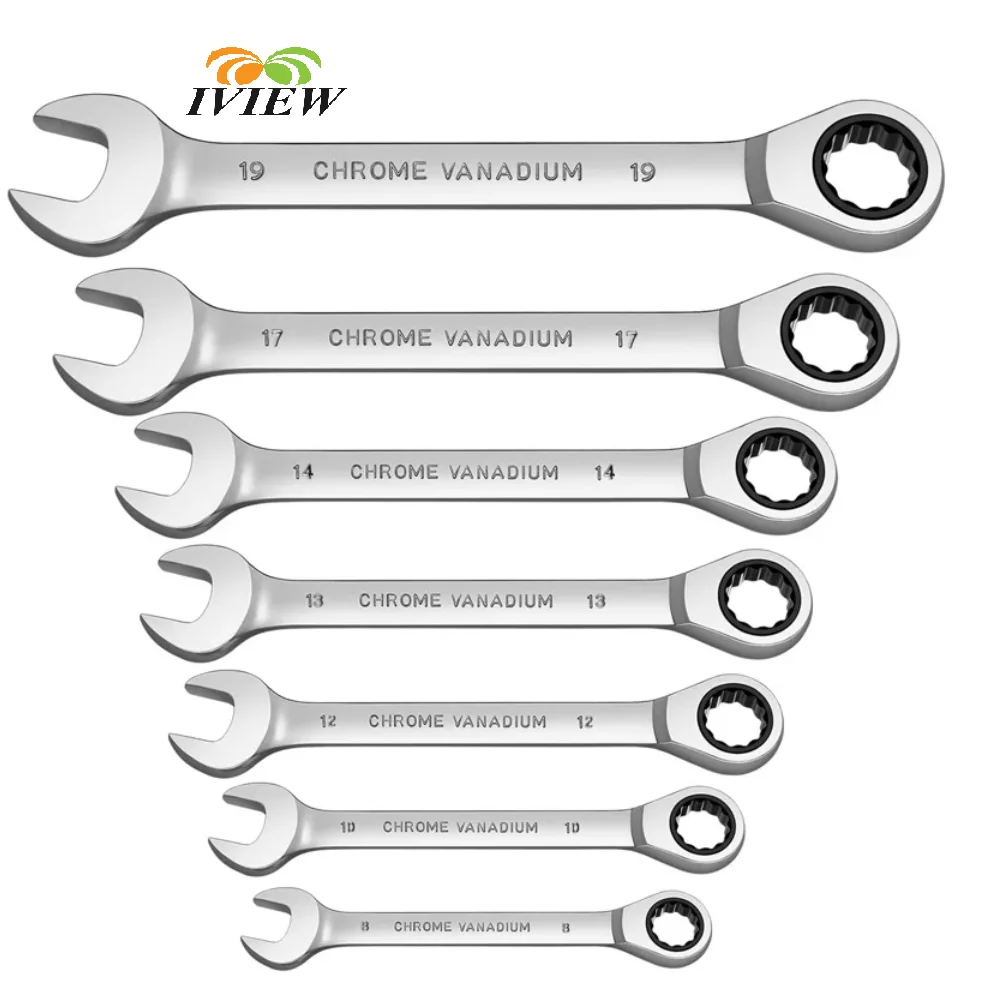 8mm-22mmRatcheting Combination Wrench Set Metric and Standard Box End Spanners Gear Wrench Garage Tool Sets,CR-V Full Polished
