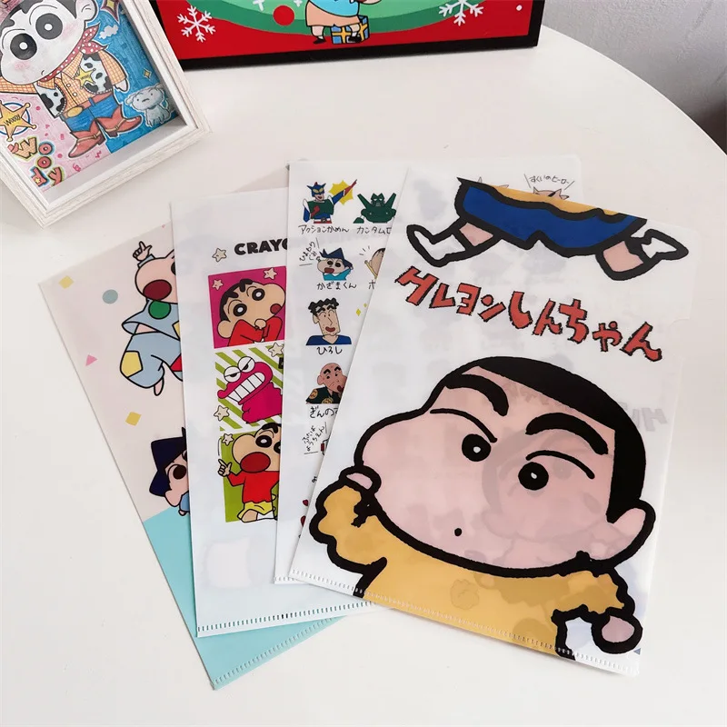 New Cartoon Crayon Shin-Chan L-Shaped Folder A4 Document Bag Exam Paper Storage Folder and Stationery Organization Gift Toys