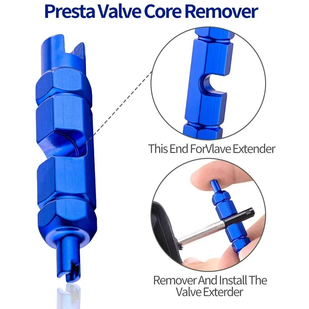 Premium Bike Valve Core Remover Tool for Schrader and Presta, Tire Valve Repair Tool Kit, 2PCS Presta & 4PCS Schrader Valve Core