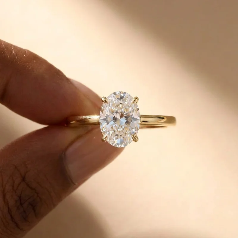 925 Sterling Silber Ovale Zirkonia-Ringe für Frauen Einfache Klassische Hochzeits-Verlobungs-Versprechen-Ringe Ewigkeits-Schmuck