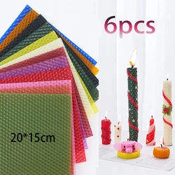 15*20Cm 6Pcs 12Colors Colored Beeswax Sheet Candle Roll Handmade DIY Honeycomb Wax Sheet Parent-Child Activity Material Package