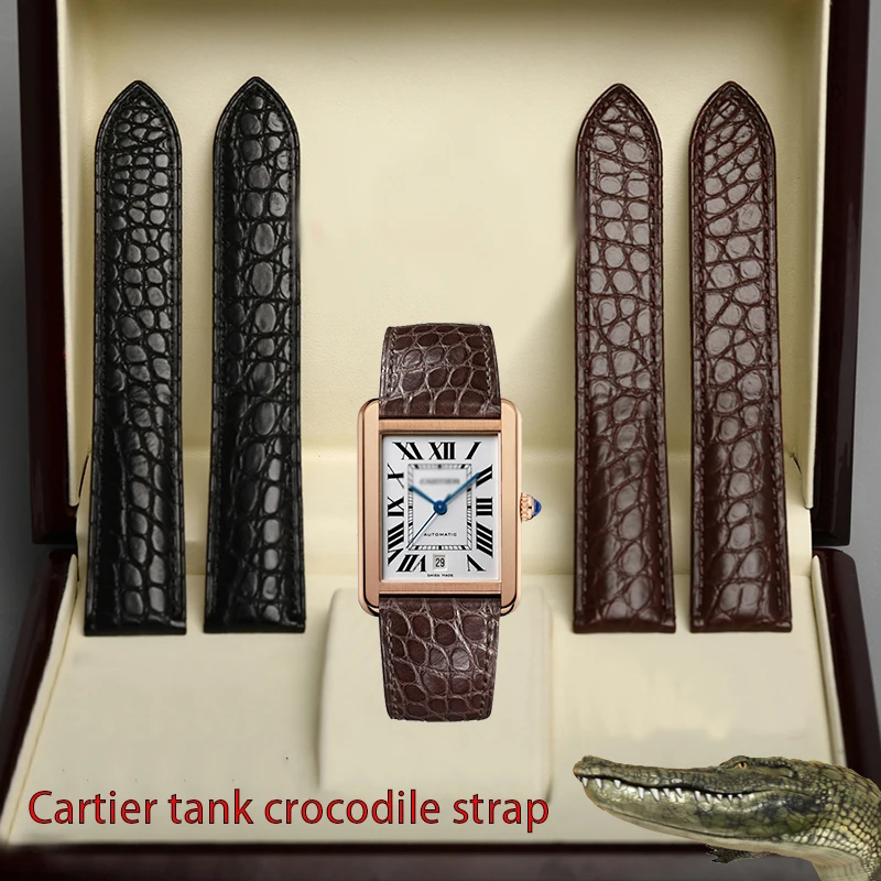 20 22mm Blue Purple Gray Pink Alligator Strap Replacement Cartier Tank London Men Women Folding Buckle Watch Strap Accessories