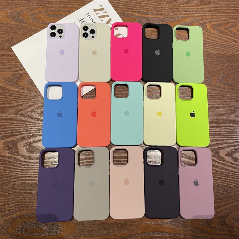 Original Official Silicone Case For Apple iPhone 16 13 12 15 14 Pro Max Cases For iPhone 16 Plus 13 12 11 Case Logo Full Cover