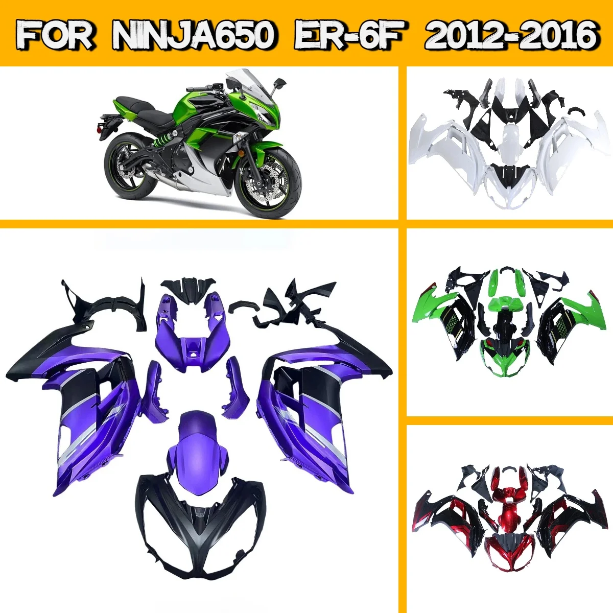 For 2012-2016 Kawasaki Ninja 650 Motorcycle Plastic Part Body Kit Fairings 12-16 Ninja650 ER-6F Easy Install Fairing Set