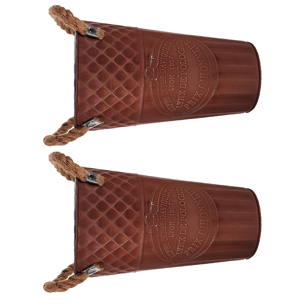 

2Pcs Vintage Metal Flower Bucket Retro Iron Pot Home Office Decorative Multi-Function Flower Vase Garden Supplies