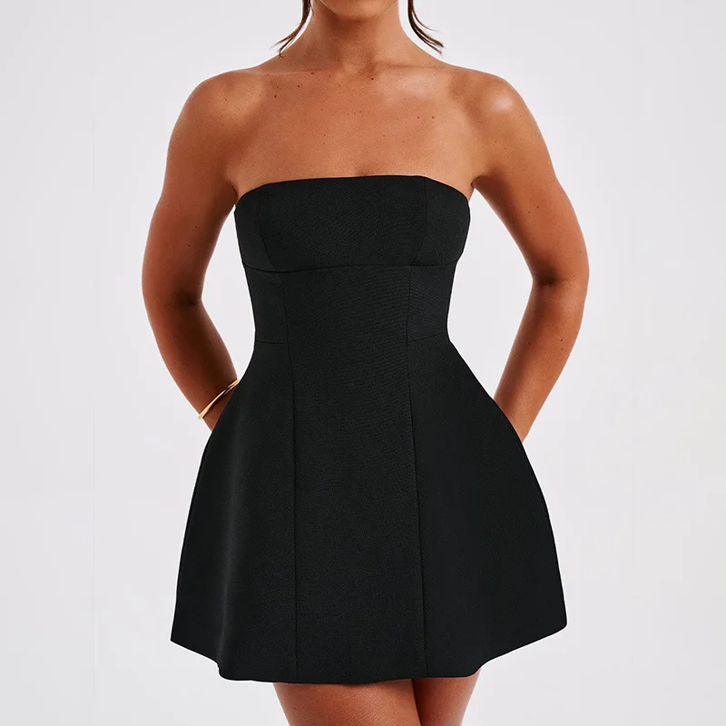 Sexy A-Line Dress JY24070 Cross-Border Spring Summer 2024 New Simple Slim Short Skirt Style Women's Sleeveless High Waist Pol...