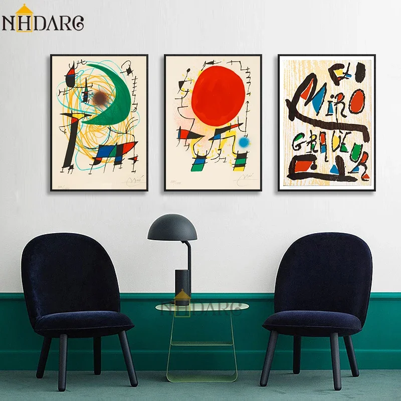 Unframe Scandinavian Modern Abstract Wall Art Ger Joan Miro Classic Vintage HD Canvas Poster Prints Home Bedroom Living Room Dec view 4