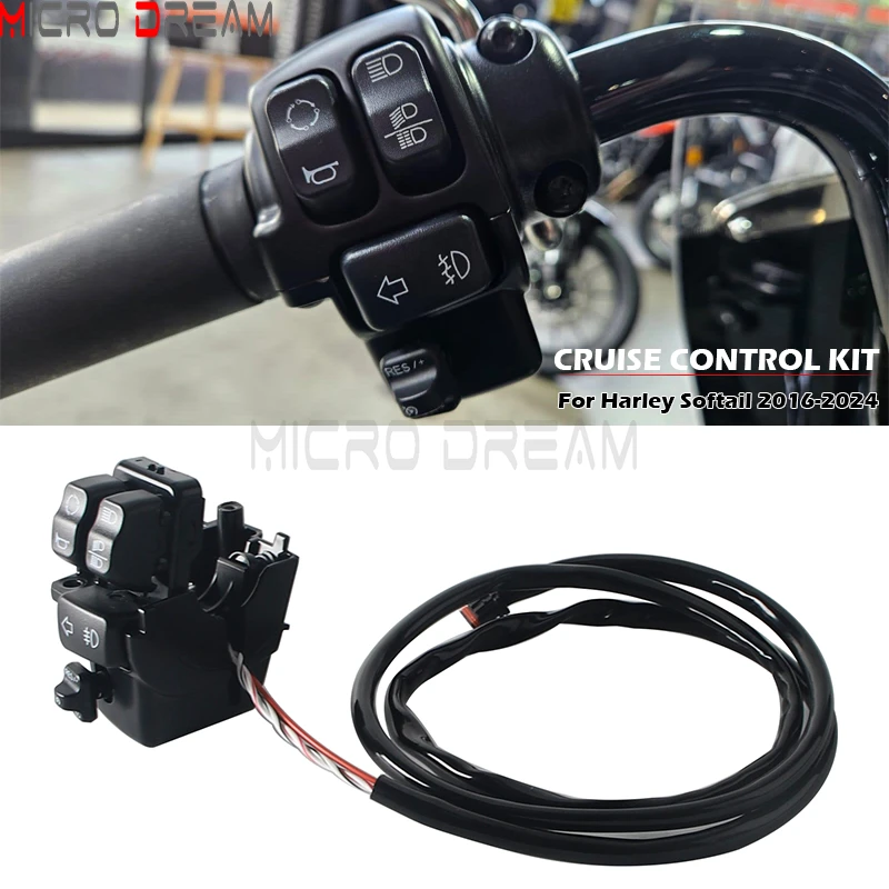 Motorcycle Cruise Control Kit Handlebar Turn Signal Switch Button For Harley Softail Sport Glide FLSB Breakout FXBRS Low Rider S