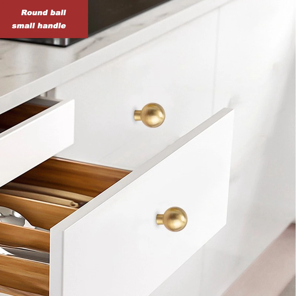 Modern, Luxurious, Simple, Round Bead Shaped Cabinet Drawer Small Handle Brass French Single Hole Wardrobe Door Handle