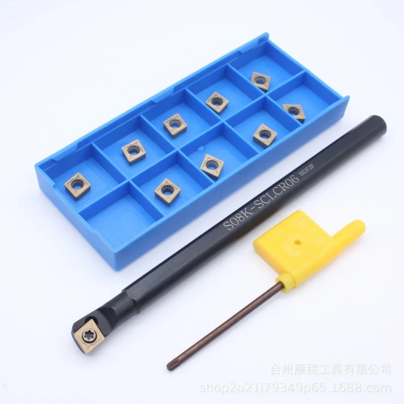 

Turning Tools Lathe Boring Bar 8mm S08K-SCLCR06 With 10pcs CCMT060204-HM Inserts And T8 Wrench For Semi-finishing And Finishing