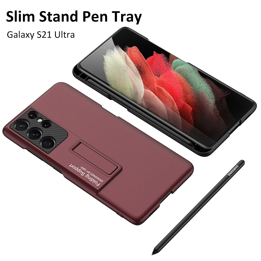 Case for Samsung Galaxy S21 S22 Plus Ultra Ultra-Slim Shockproof Side Pen Stand Plastic Cover For Galaxy S21 S22 Ultra Coque