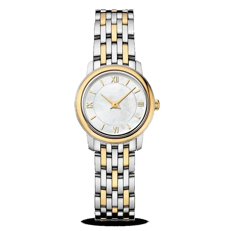 

Luxury New Ladies Quartz Watch Mother-Of-Pearl Gold White Dial Reloj Hombre