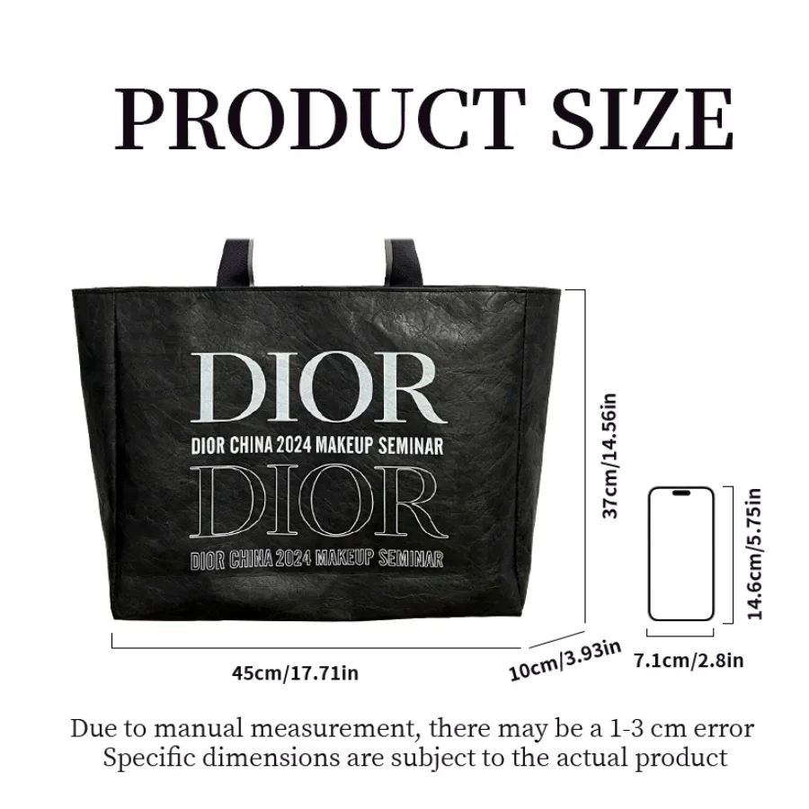 Dior Dior’s bag Large Black Handbag Luxury Spacious Shoulder Bag Elegant Commute Tote Multi-use Travel Work Bag Premium Gift For - view 6