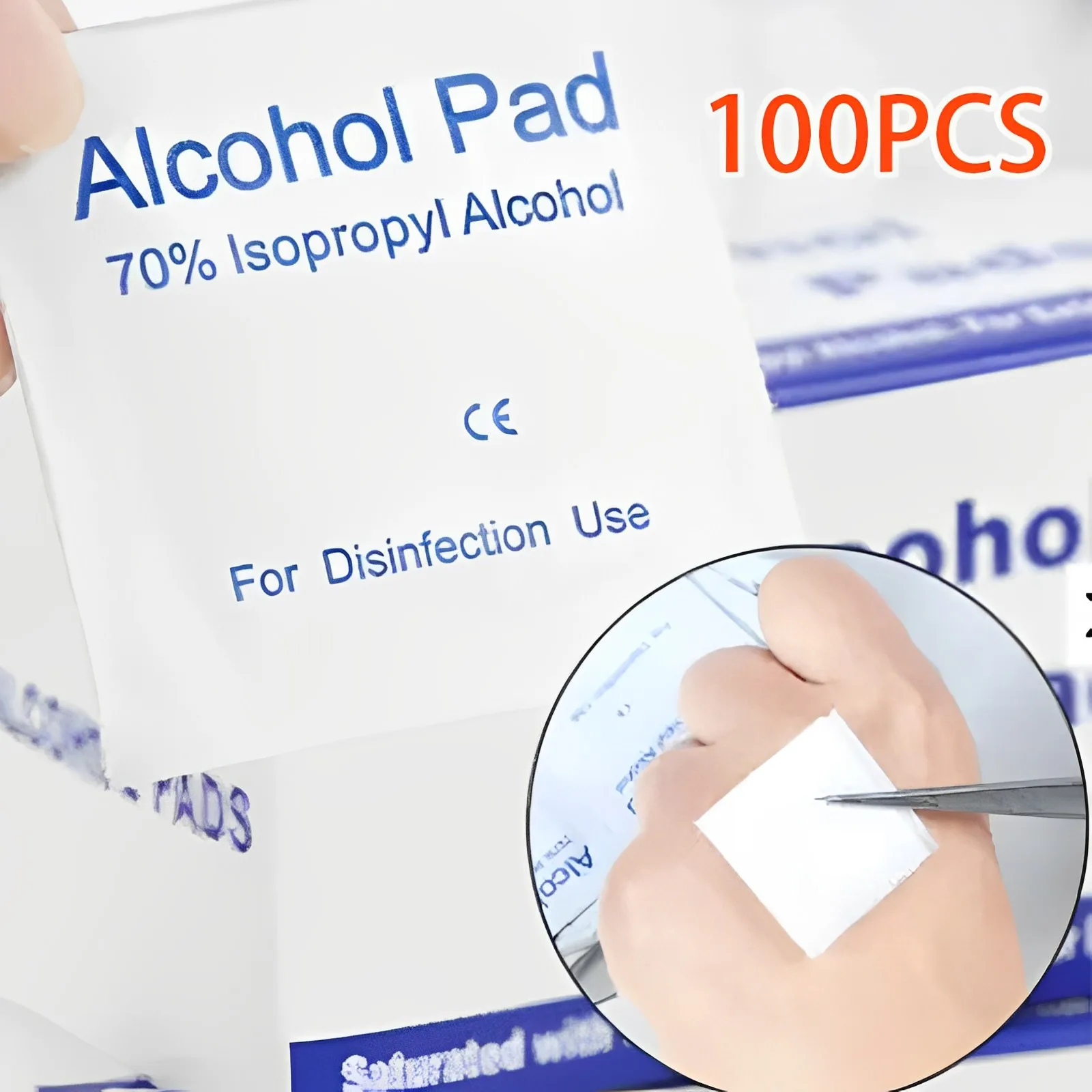 100pcs 70% Disposable Alcohol Cotton Tablets Degrees Glasses Manicure Cleaning Disinfection Wipes  Nonwoven Alcohol Swabs