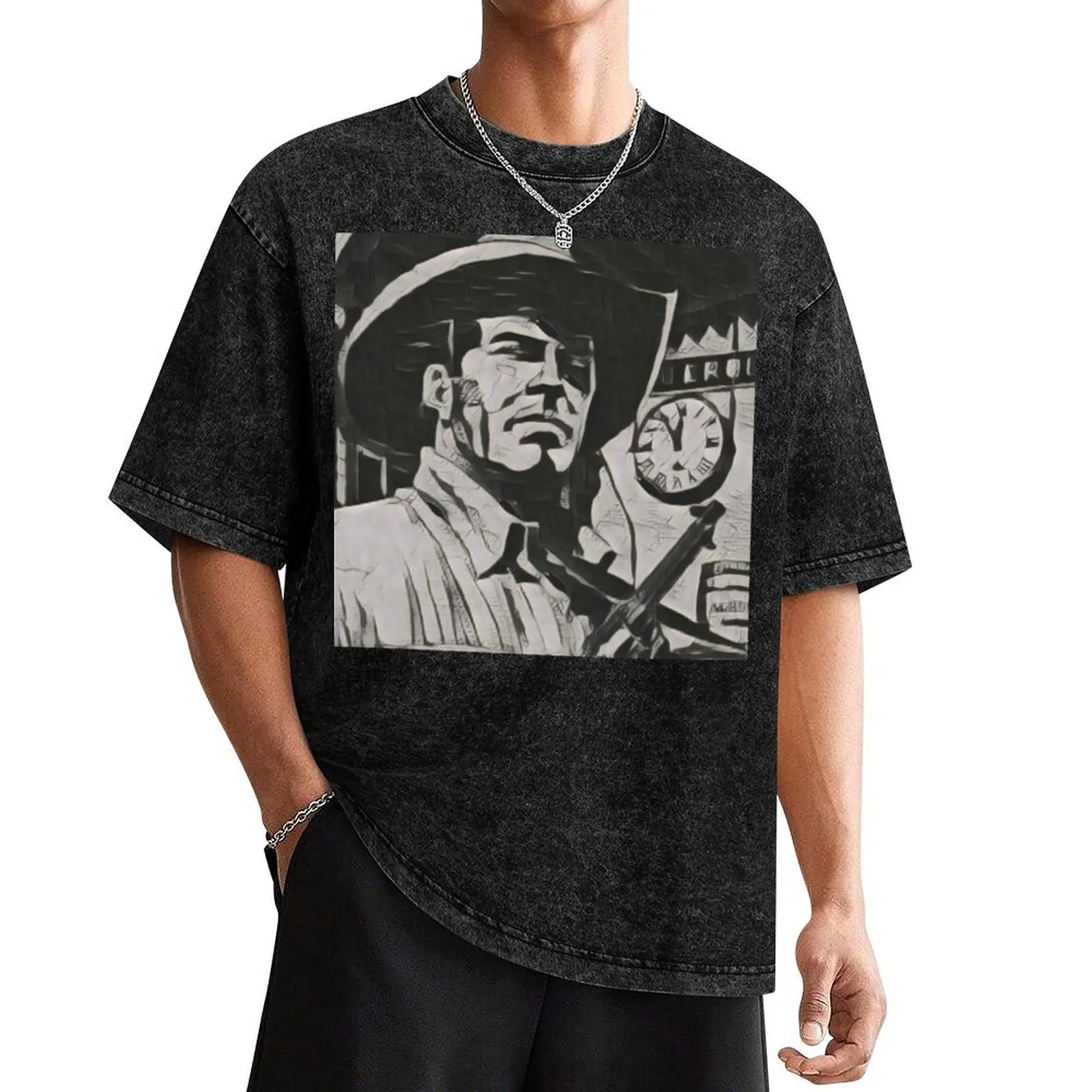 Tex Willer Artistic Illustration Guernica Style T-Shirt summer tops Short sleeve tee mens fashion