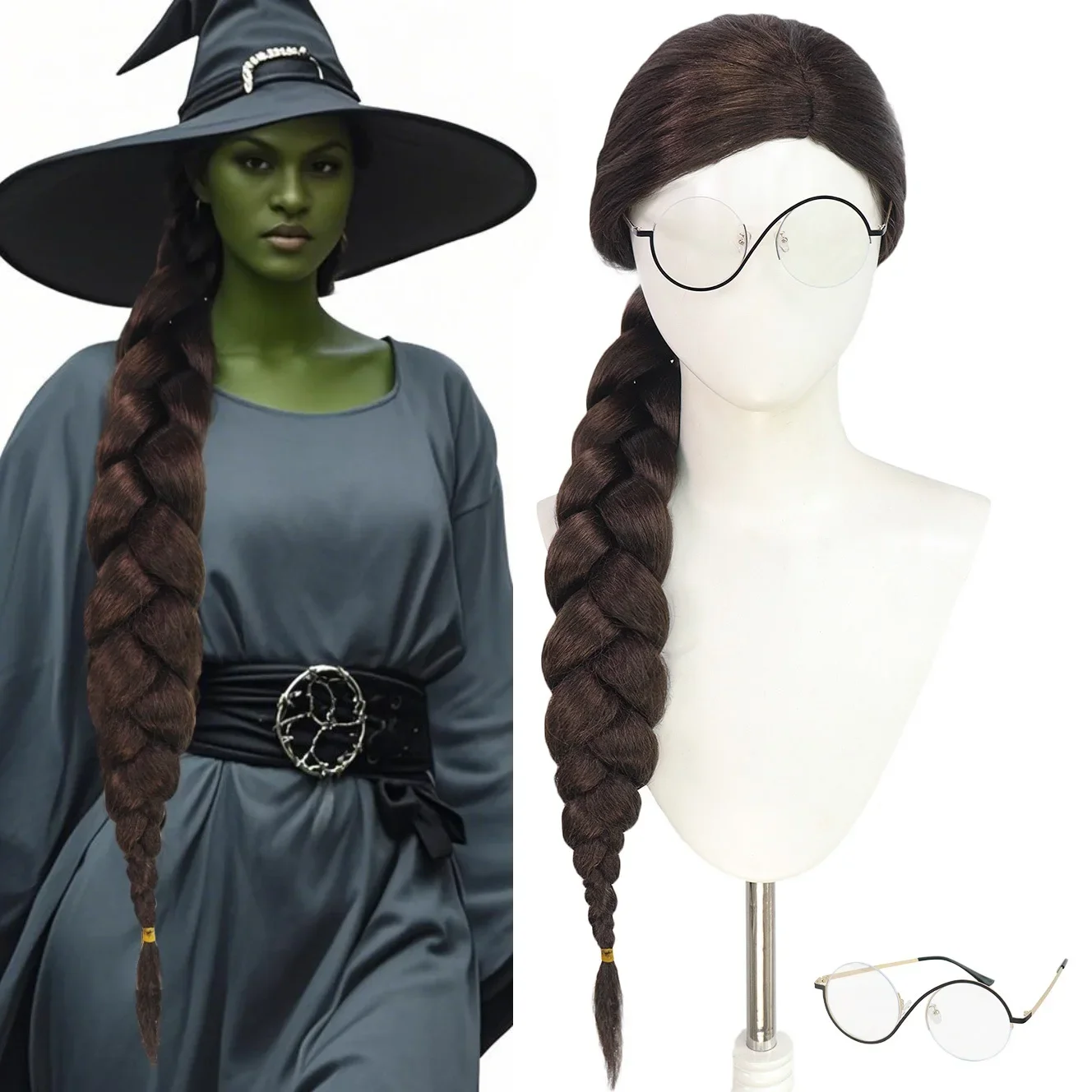 Halloween Synthetic Witch Princess Cosplay Wigs for Women Extra Long Braided Wigs Brown Daily Party Wig