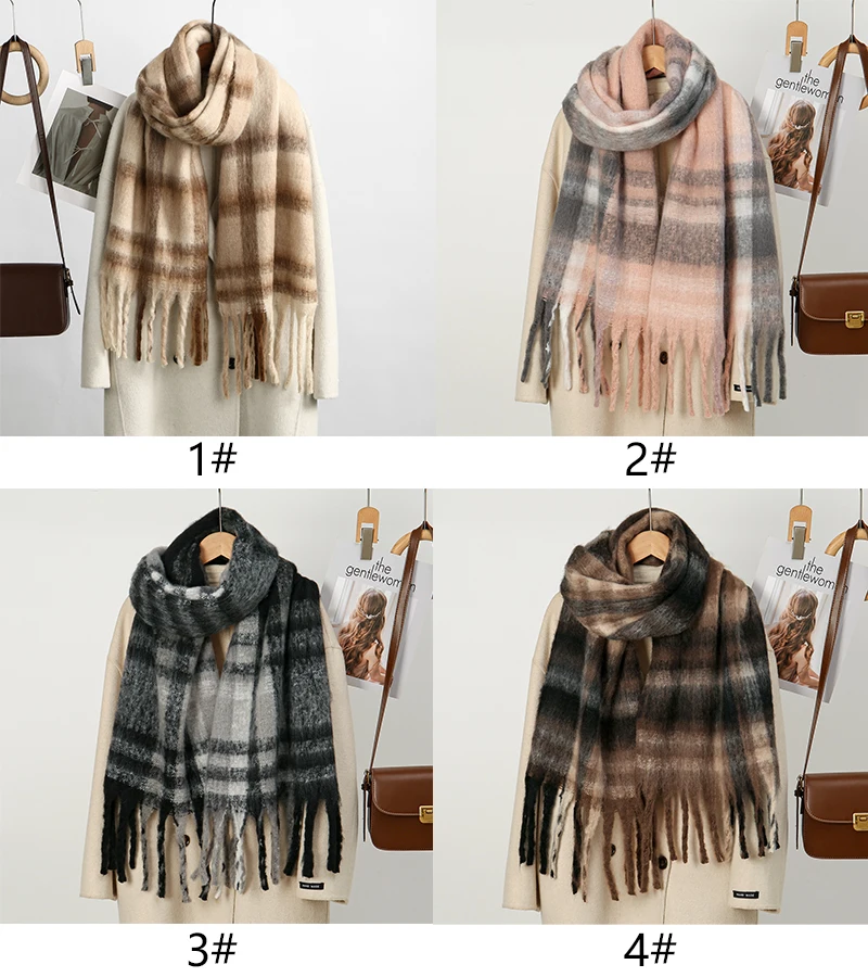 Neuer Leoparden-Kaschmirschal für Damen, Winter, hält warm, modischer kariertes, langer Schal, Damen-Wickel, dicker Pashmina, für den Außenbereich – Detail 2
