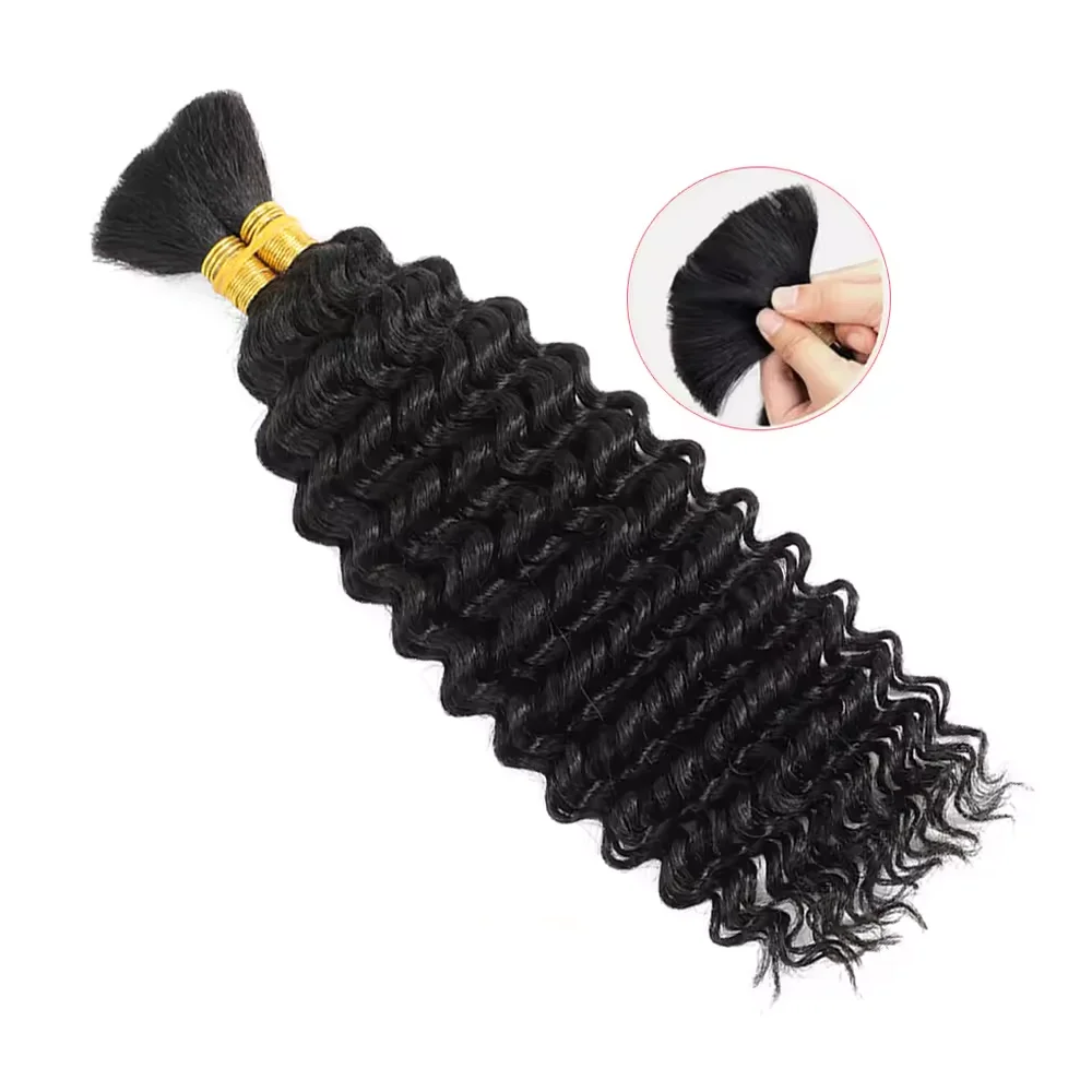 ضفائر بوهو شعر بشري شعر بوهو للتضفير بدون عقدة 100% شعر بشري مموج عميق شعر بشري شعر السائبة للتضفير للنساء