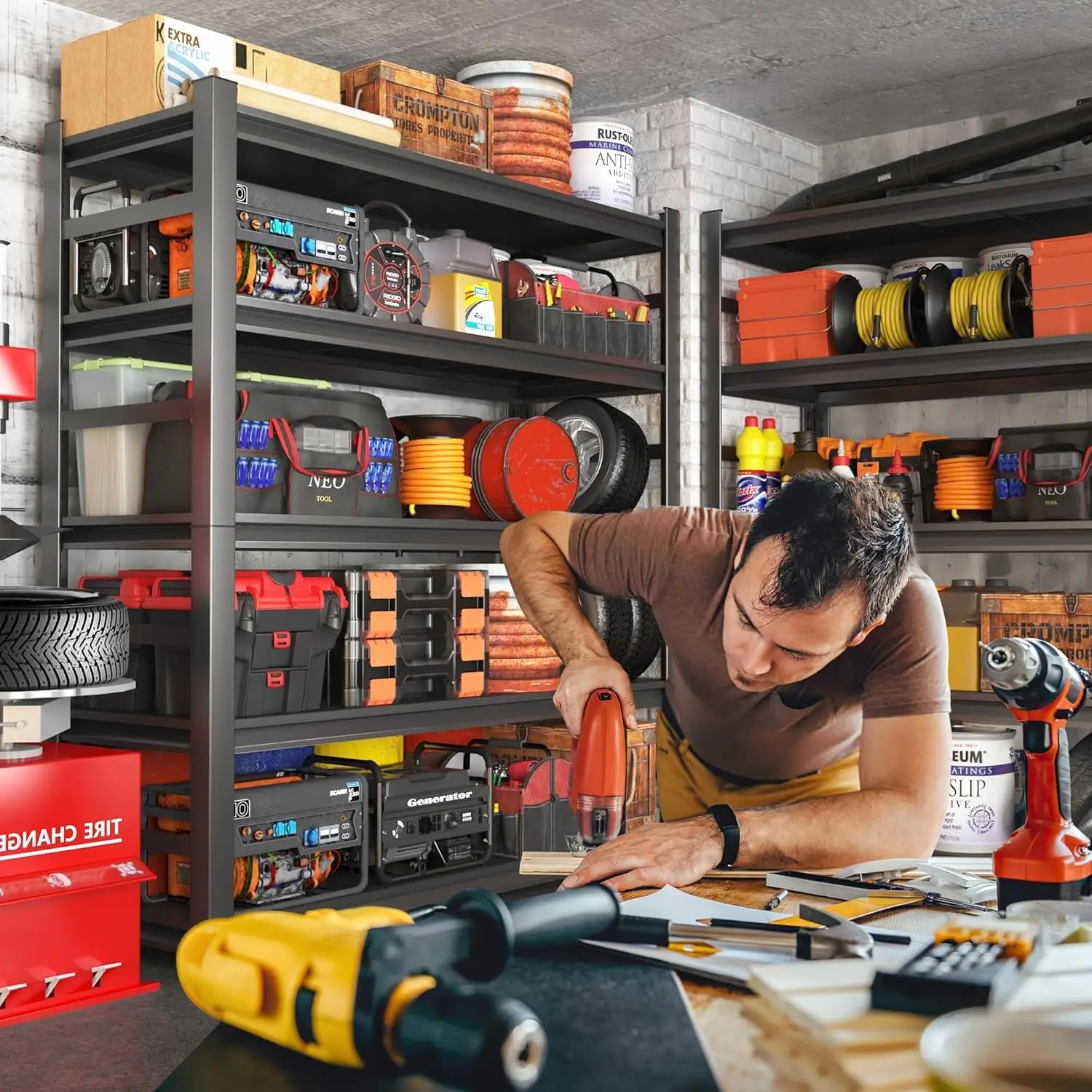 وحدة فولاذية لرف المرآب عالي التحمل مكونة من 5 طبقات بسعة 3000 رطل | المرآب وتخزين الطابق السفلي | رفوف معدنية صناعية للمستودعات #2