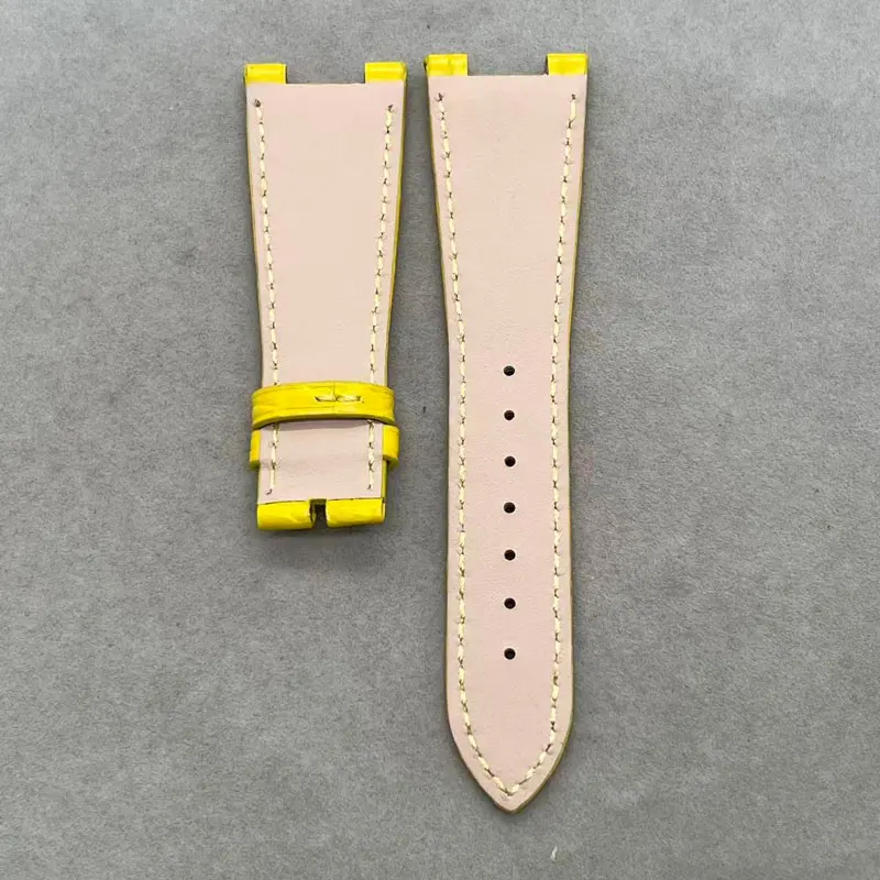 Luxury Custom Alligator Watchbands Applicable NAUTILUS 25MM Concave 12.5MM Top Calibrator Crocodile Skin Strap Calfskin Lining