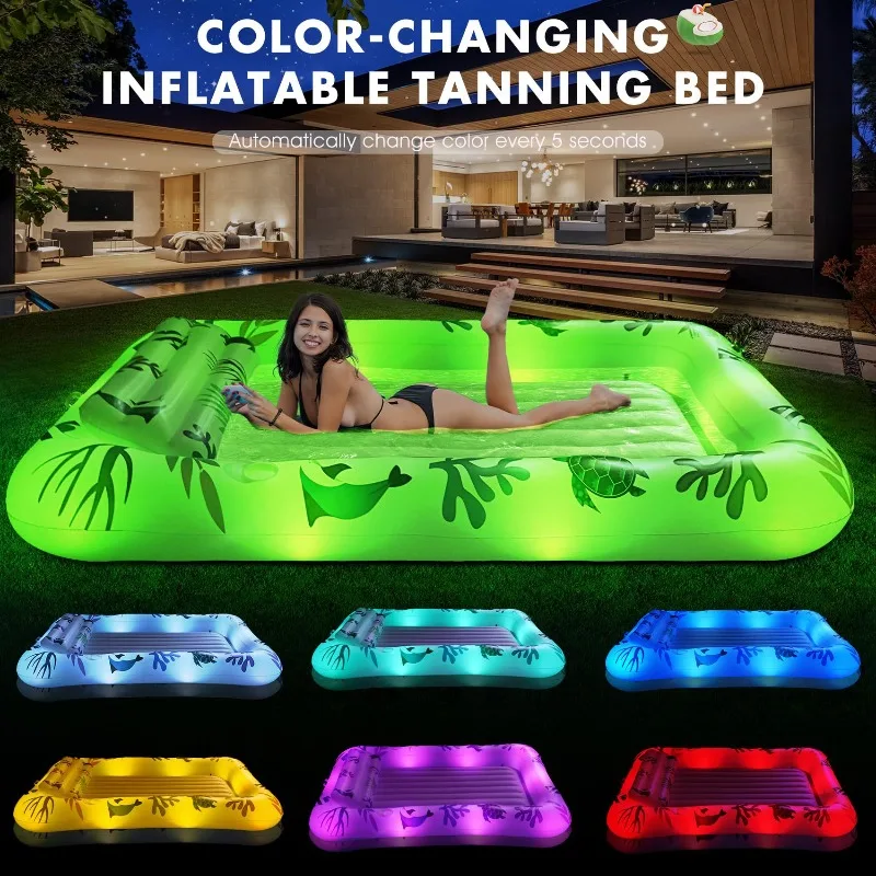 

Inflatable large luminous tanning pool Adult pool Loungers Sunbathing bath Floating pool