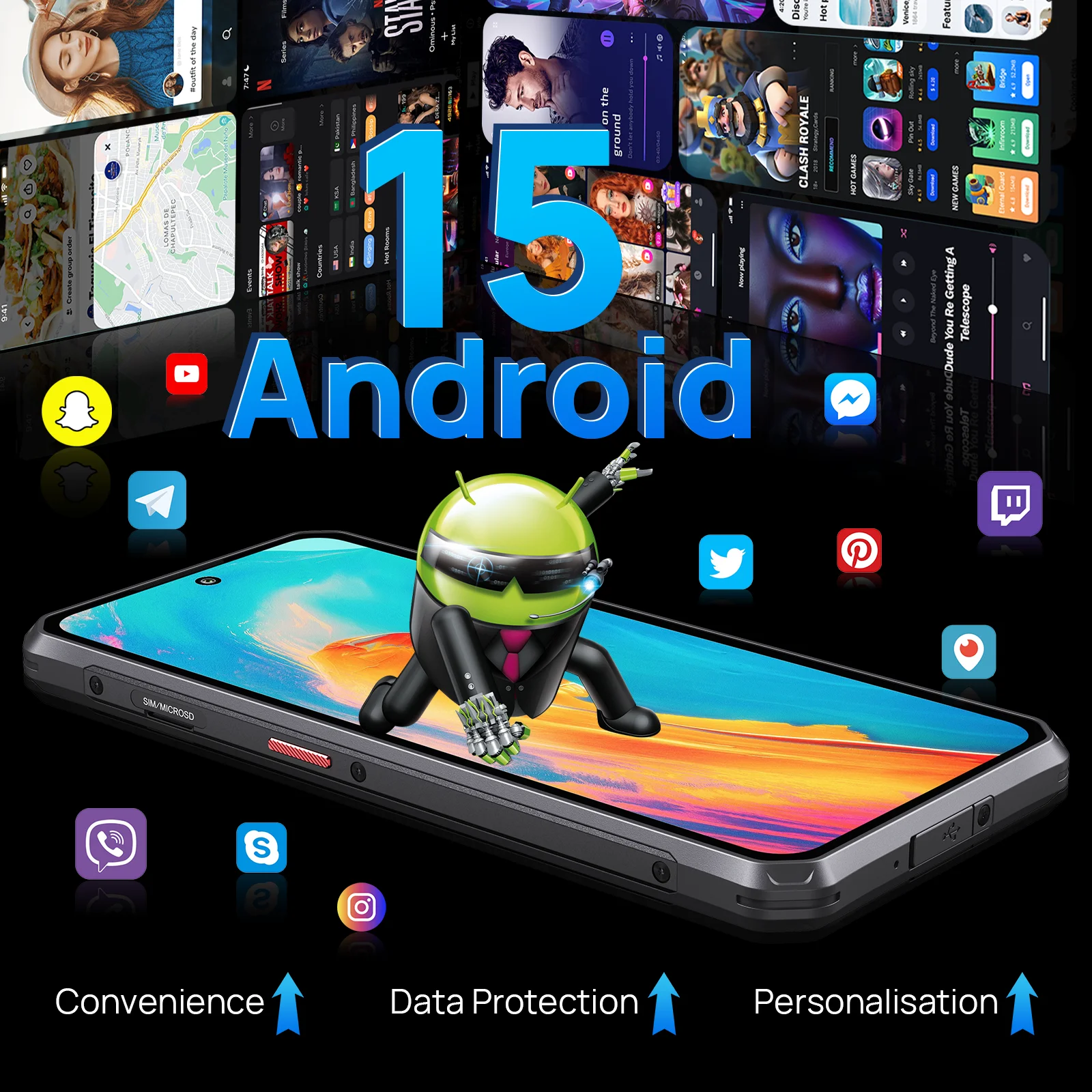 2025 New FOSSIBOT F114 Rugged Phone - Unisoc T615 4G, 16（4+12）GB+128GB, 50MP AI Cam, 5000mAh 18W, Android 15, IP68/IP69K