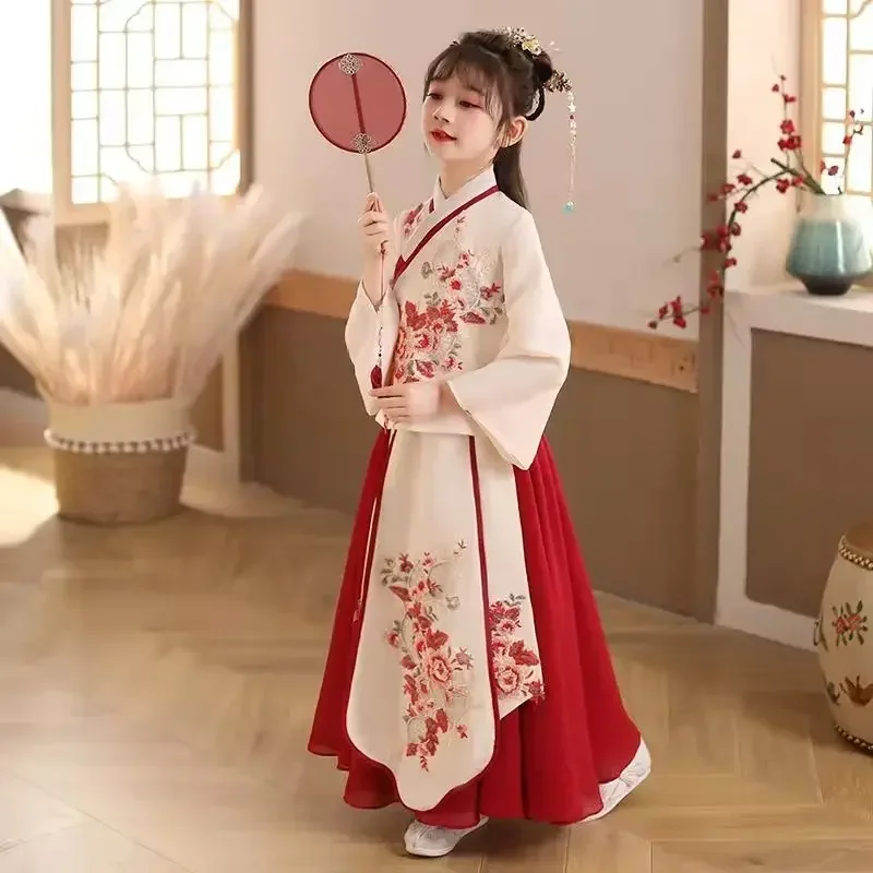 Chinese Japanese And Korean Children's Christmas Dress Girls' Kimono Chinese Traditional Vintage Ethnic Ancient Dance Costume