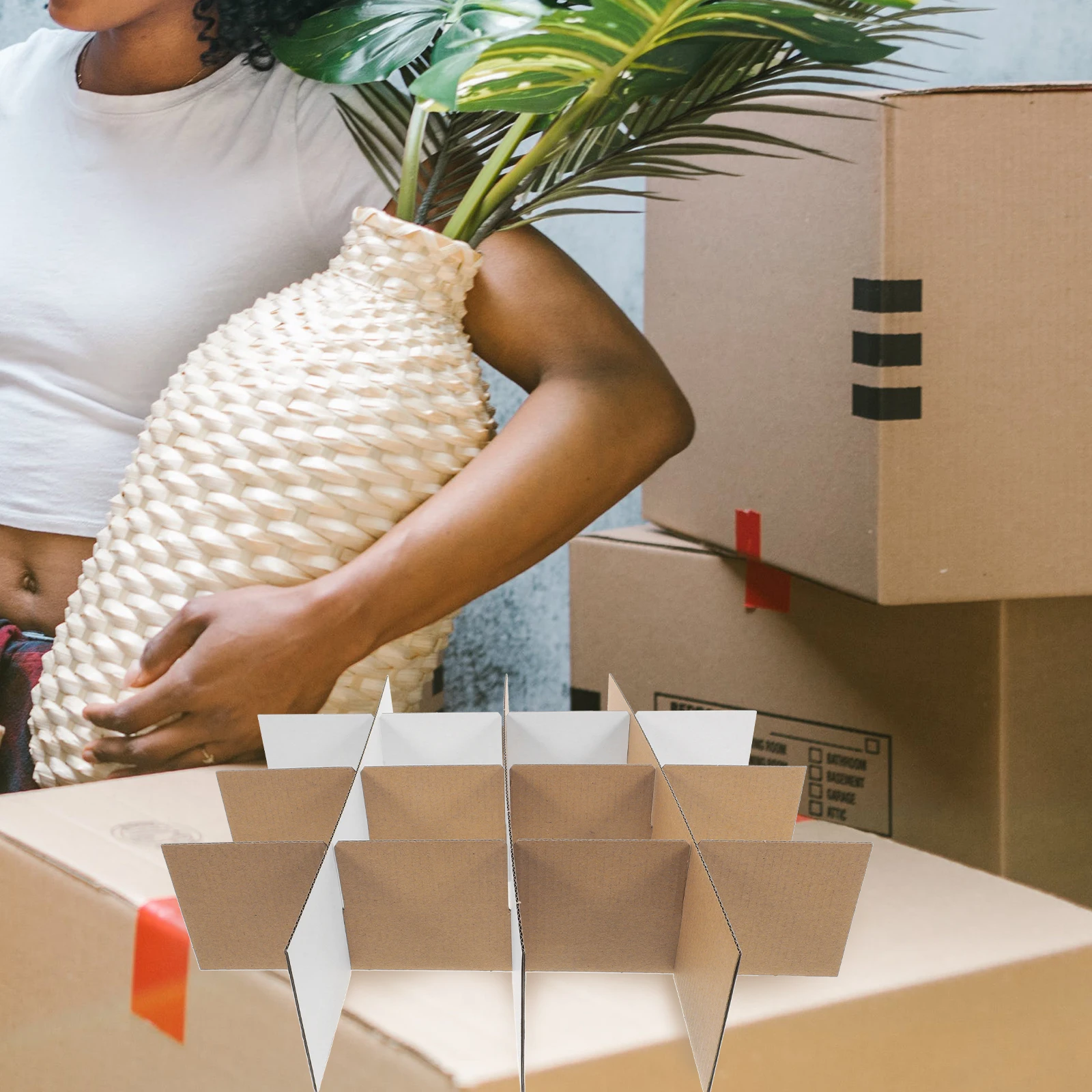 6개입 골판지 칸막이 이사 상자용 칸막이 포장 가장자리 보호대 취급 중 깨지기 쉬운 물품을 안전하게 보관