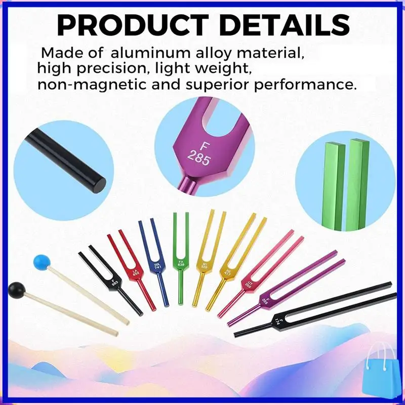 

Набор любимых камертонов для клиентов, 9 цветных камертонов для исцеления чакр, звуковой терапии, сохранения тела, разума и духа в духовке