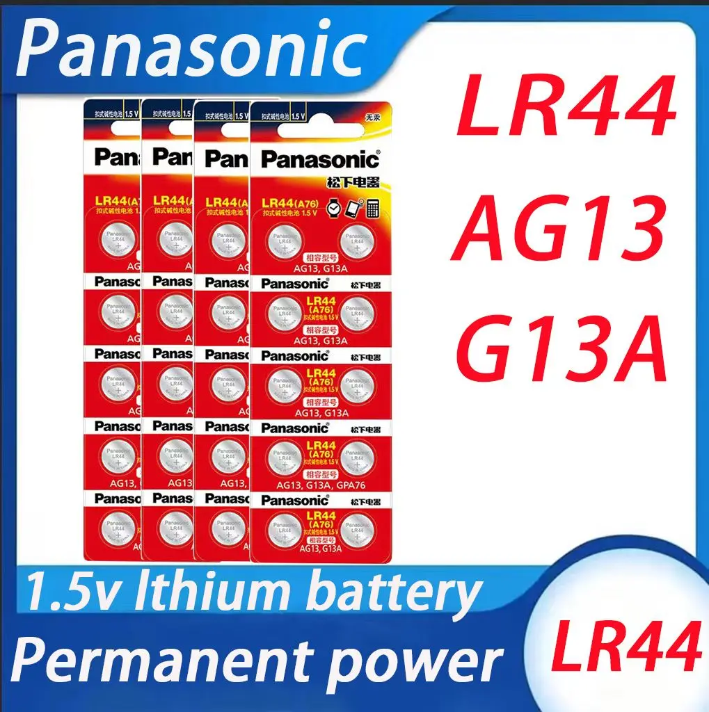 20-100PS/lot Panasonic LR44 A76 LR 44 AG13 LR1154 SR1154 SR44 SR44SW SR44W GP76 1.5V Alkaline Batteries For Calculator Toy Watch