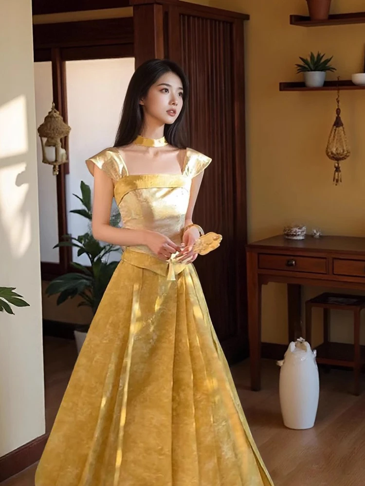 

New Chinese Sle Floral Embroidery Two-Piece Set Women's Summer Faion High-End Sensation Heavy Work Ma Face Skirt Top