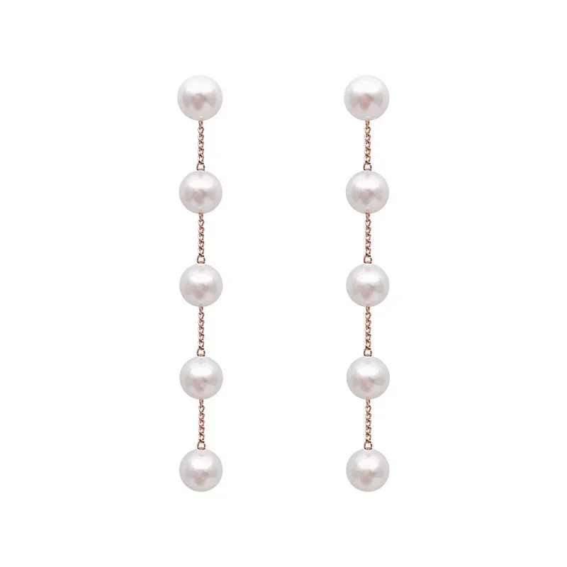 2022 New Trend Simulation Pearl Long Earrings Women\'s Flower Rhinestone Wedding Pendant Earrings Fashion Korean Jewelry Earrings