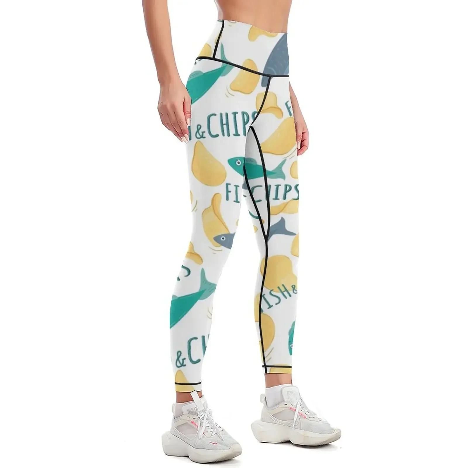 Fish And Chips pattern Leggings sporty woman push up sport pants sporty woman gym gym's clothing Womens Leggings
