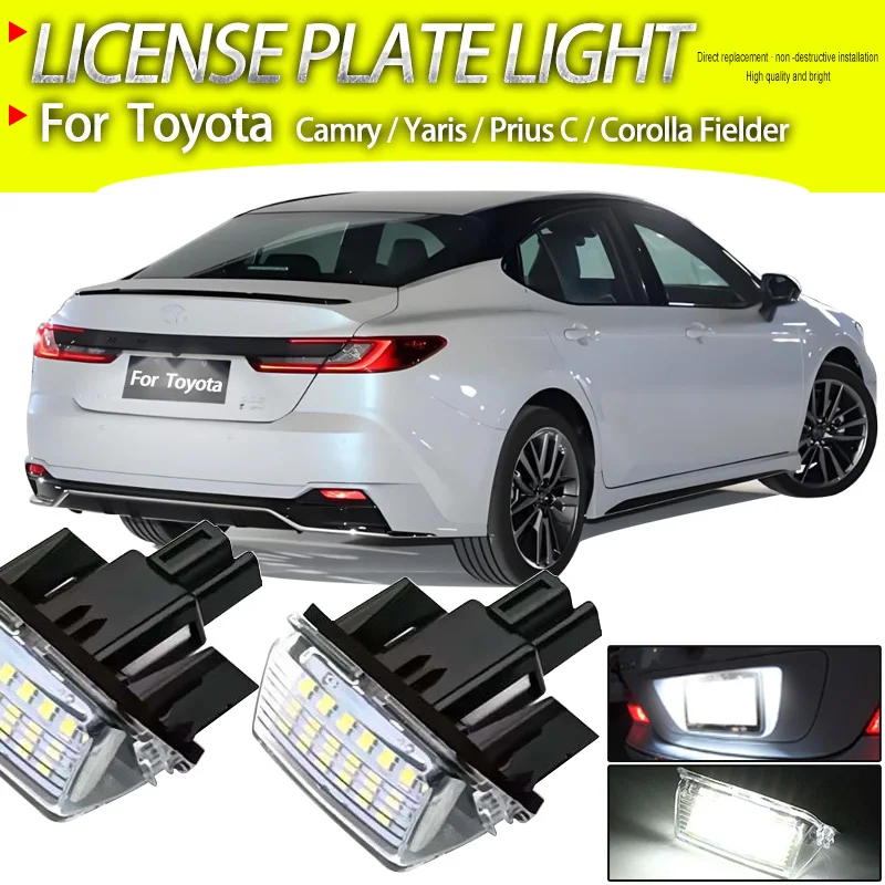 2pcs Car Led Number Plate Light License Plate Lights For Toyota Camry Yaris Prius C Corolla Fielder 2012 2013 2014 2015 2016