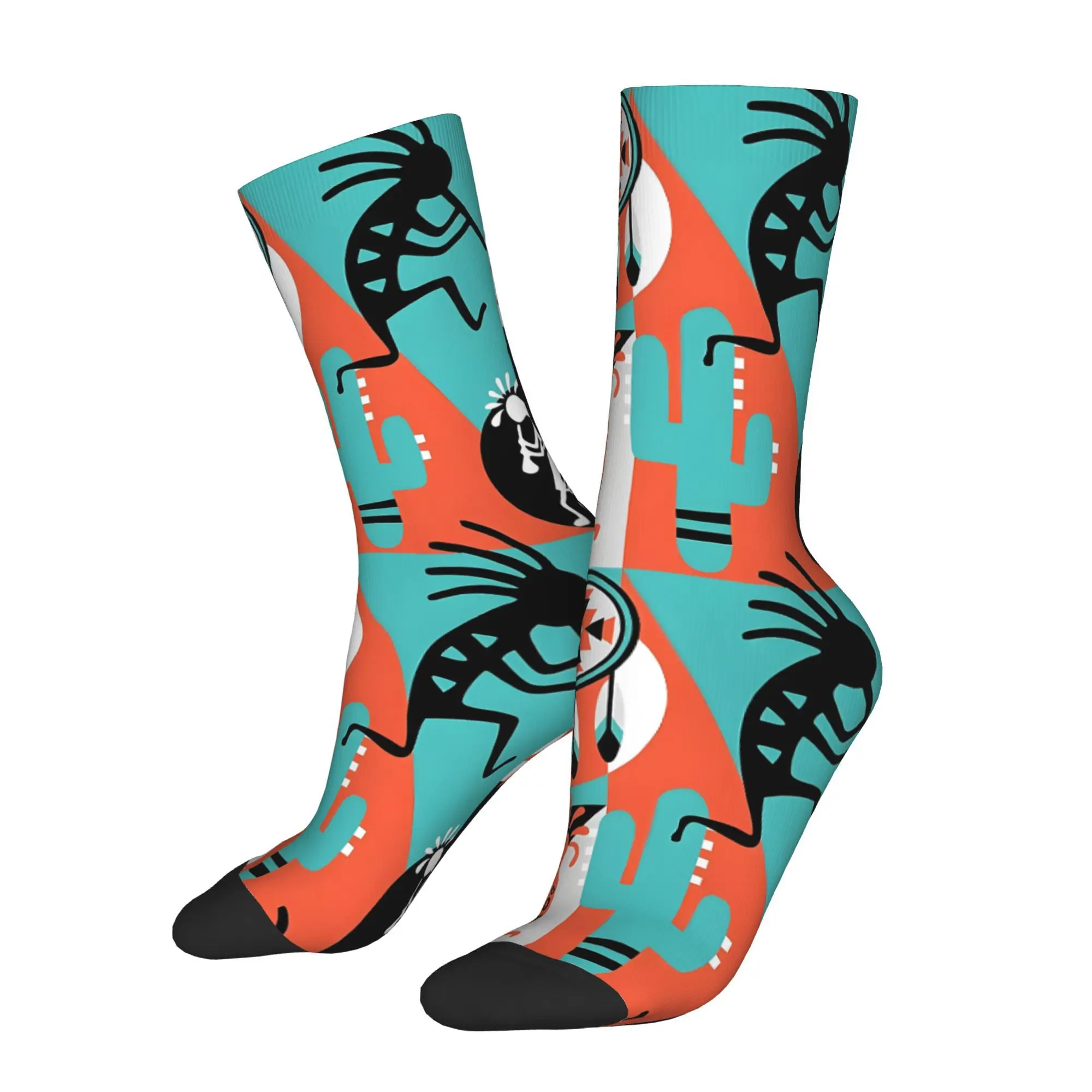 

1pc Kokopelli Poster Printed Men's Socks Novelty Hip Hop Harajuku Pattern Crew Sock Casual Gift