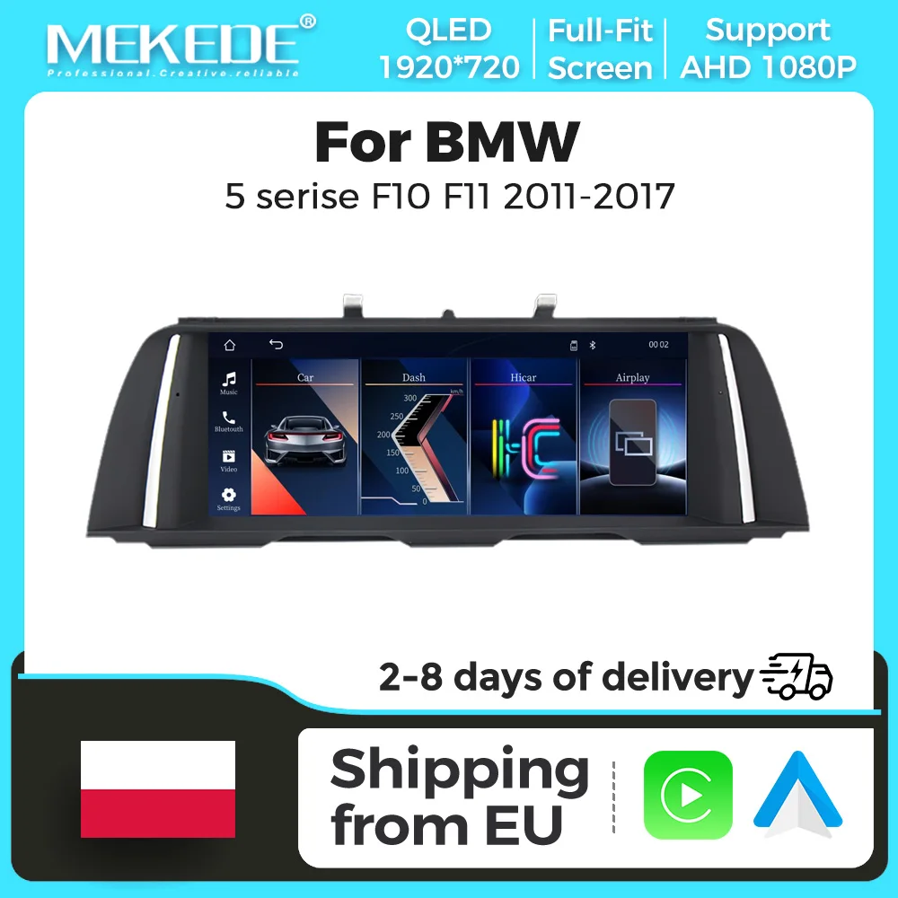 MEKEDE 10,25-calowy system Linux, bezprzewodowy CarPlay, ekran Android Auto, radio samochodowe, odtwarzacz multimedialny do BMW serii 5 F10 F11 2012-2017 CIC NBT, funkcja Mirror Link, nawigacja GPS,